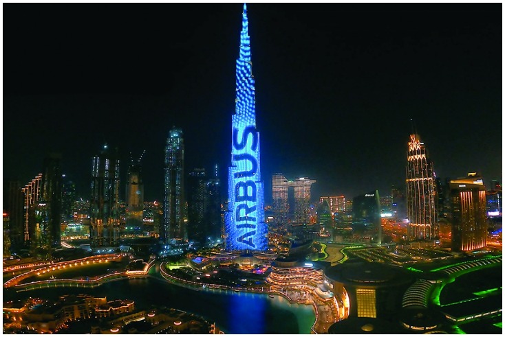 Airbus pours its green vision all over the Burj Khalifa