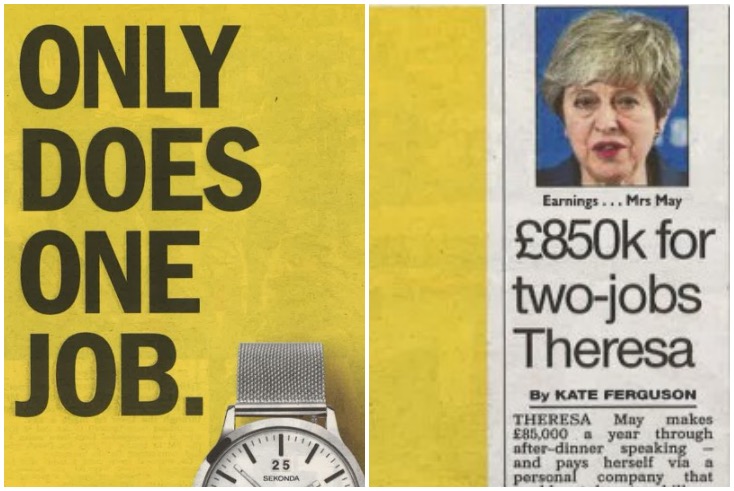 Sekonda’s tactical ad mocks ‘two-jobs’ Theresa May in The Sun