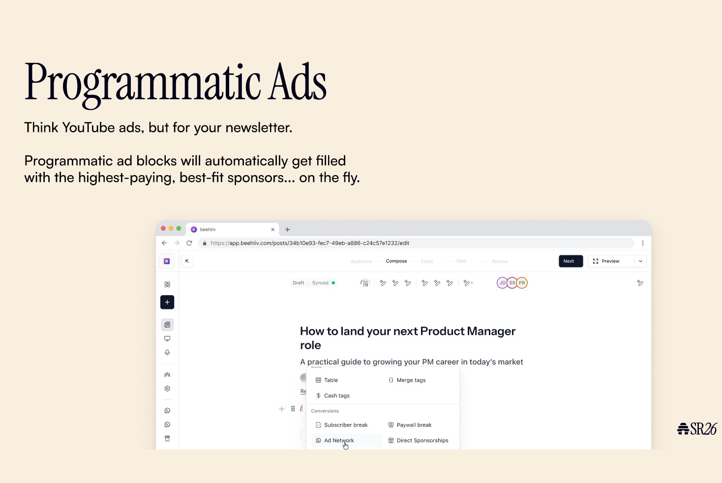 Beehiiv launches programmatic advertising, community-building features