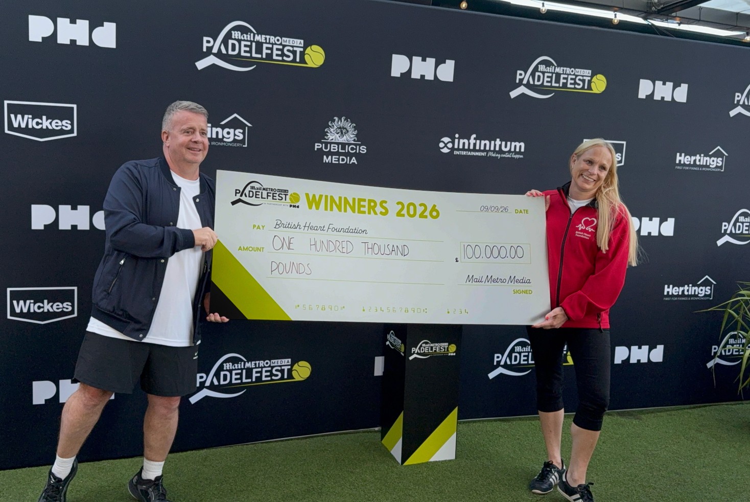 Mail Metro Media's second annual Padelfest raises £100k for British Heart Foundation