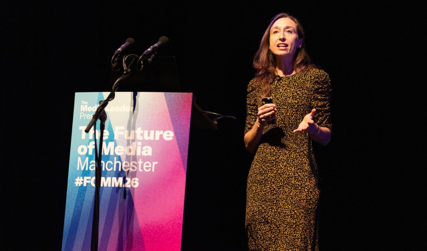 Heather Dansie on stage at Future of Media Manchester